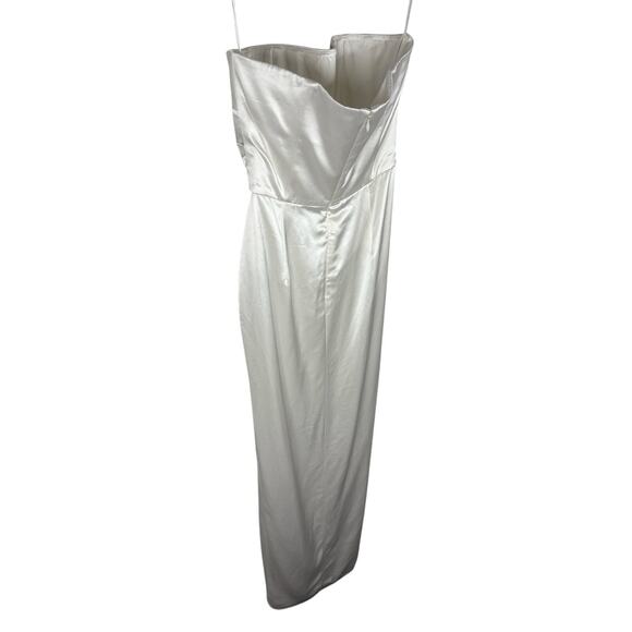 Sau Lee Priyanka Strapless Gown Maxi Dress Satin Ruched Side Slit Bridal Ivory 2 - Picture 10 of 12